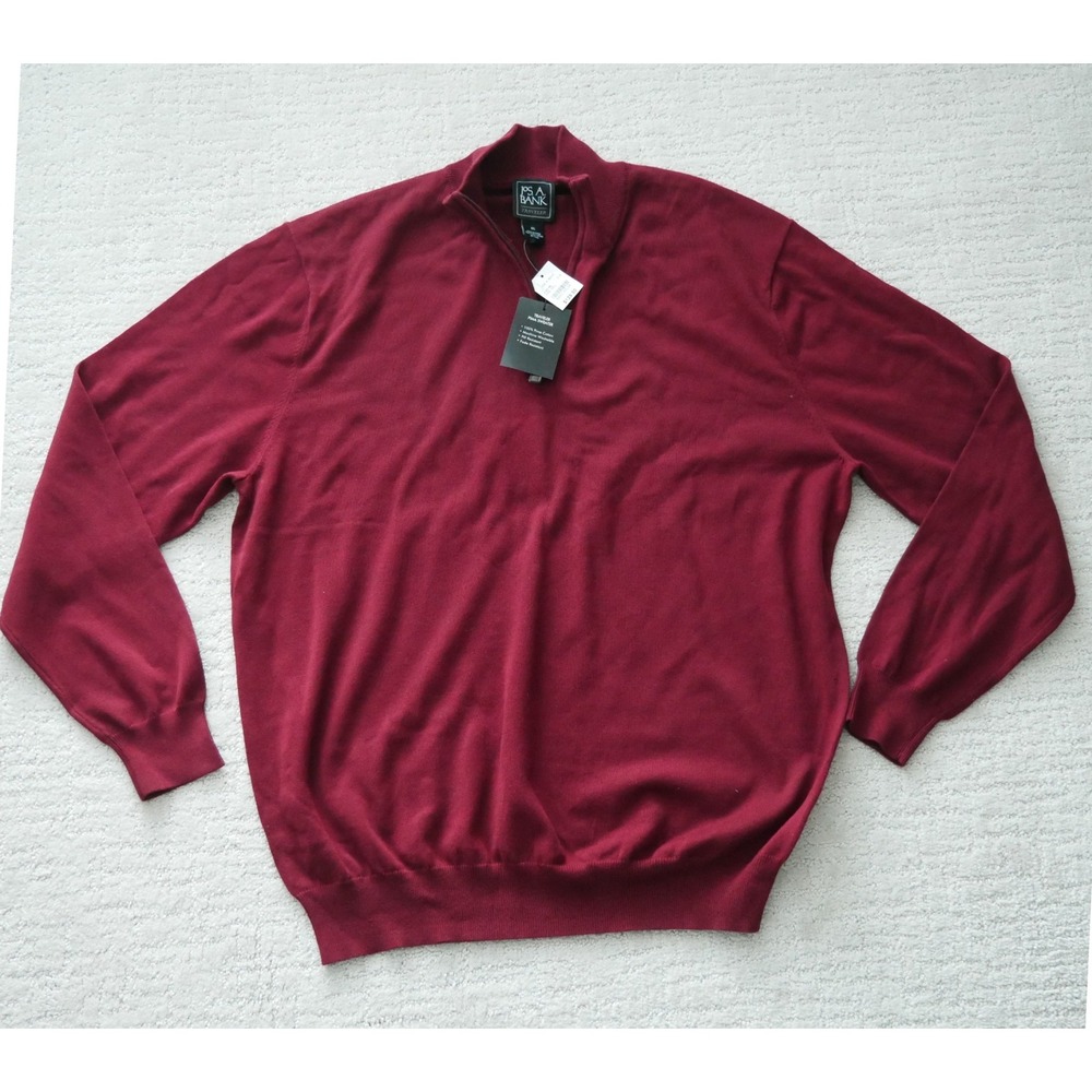 Jos. A. Bank Traveler Pima Cotton Quarter Zip Sweater Burgundy Red XXL JQ20185